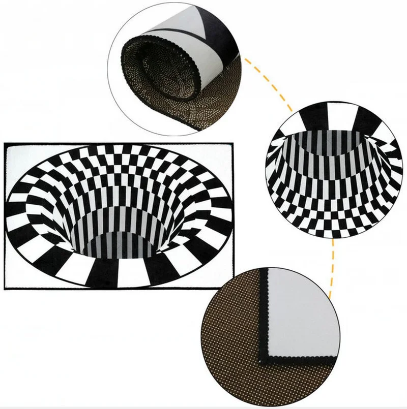 3D Vortex Illusion round carpet Trap Effect stampa tappeto per soggiorno camera da letto moderna Home Decor tappetino antiscivolo