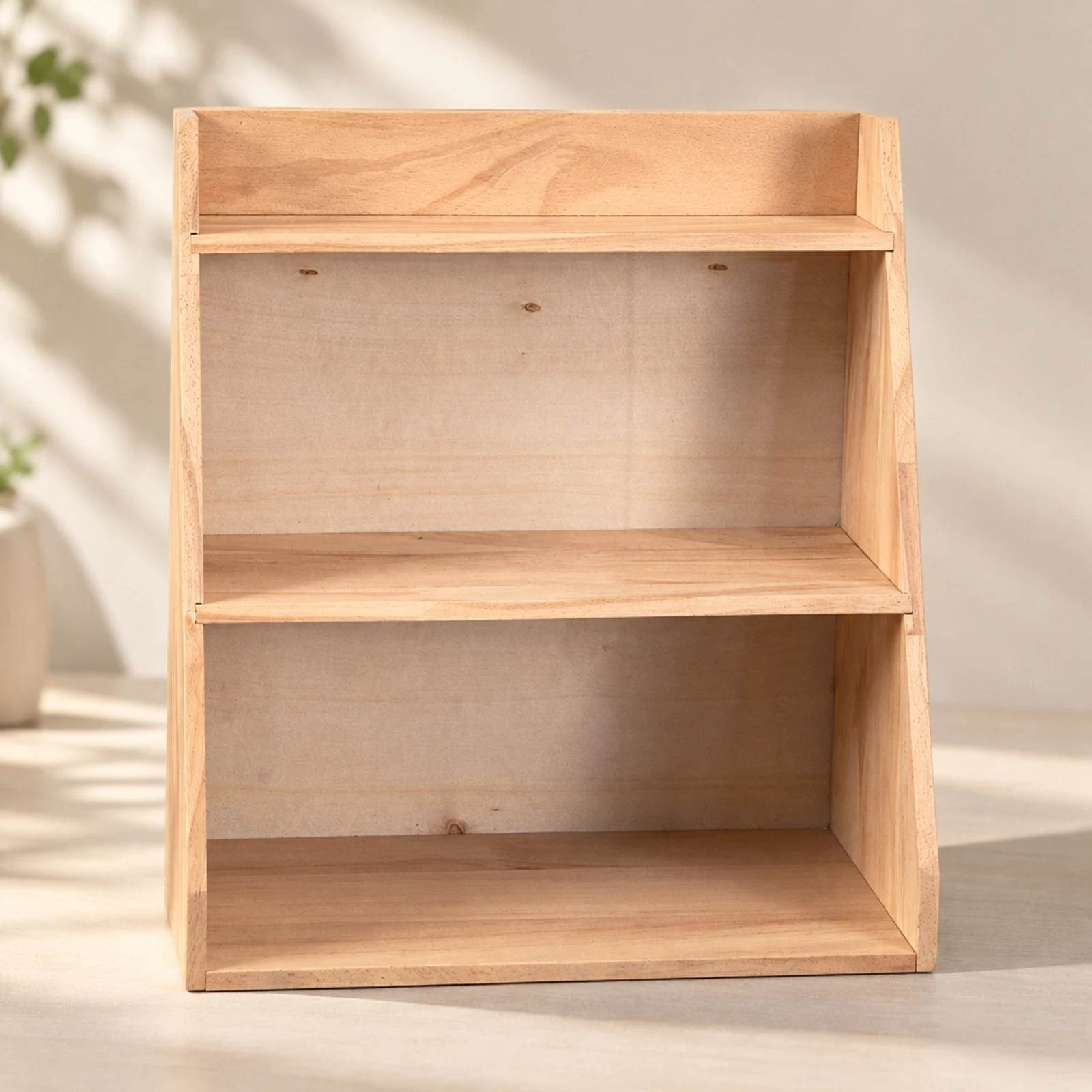 No-Assembly Tabletop Storage Shelf Long-Lasting Solid Wood Desktop Storage Shelf Rustic Wooden Desktop Organizer Stable Slim