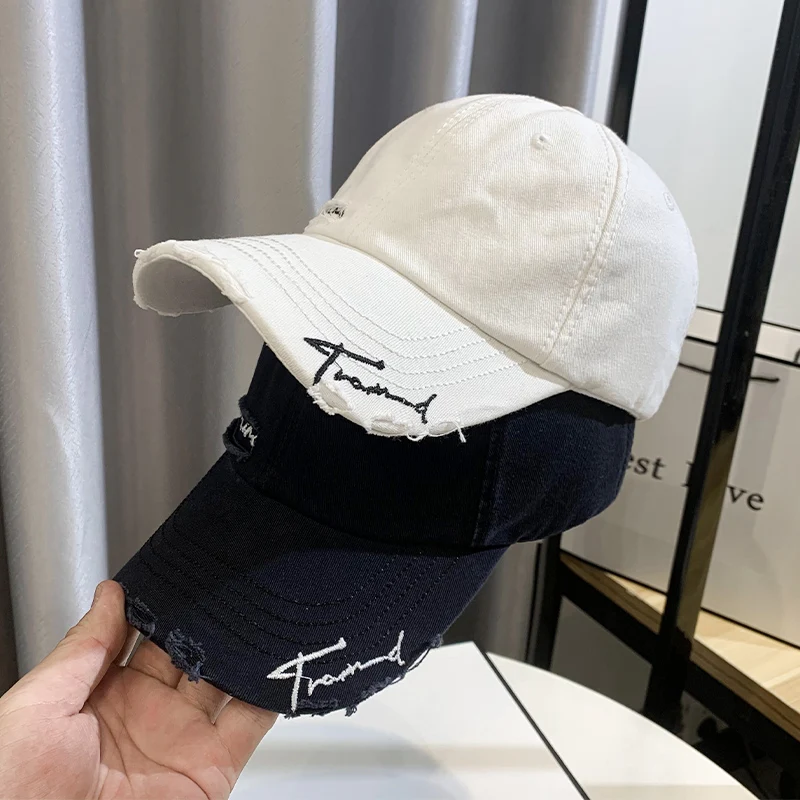 Baseball Cap Fashion Hole Sun Block Visor Children Show Face Small Summer and Autumn Korean Version of The Brand White Cap Man