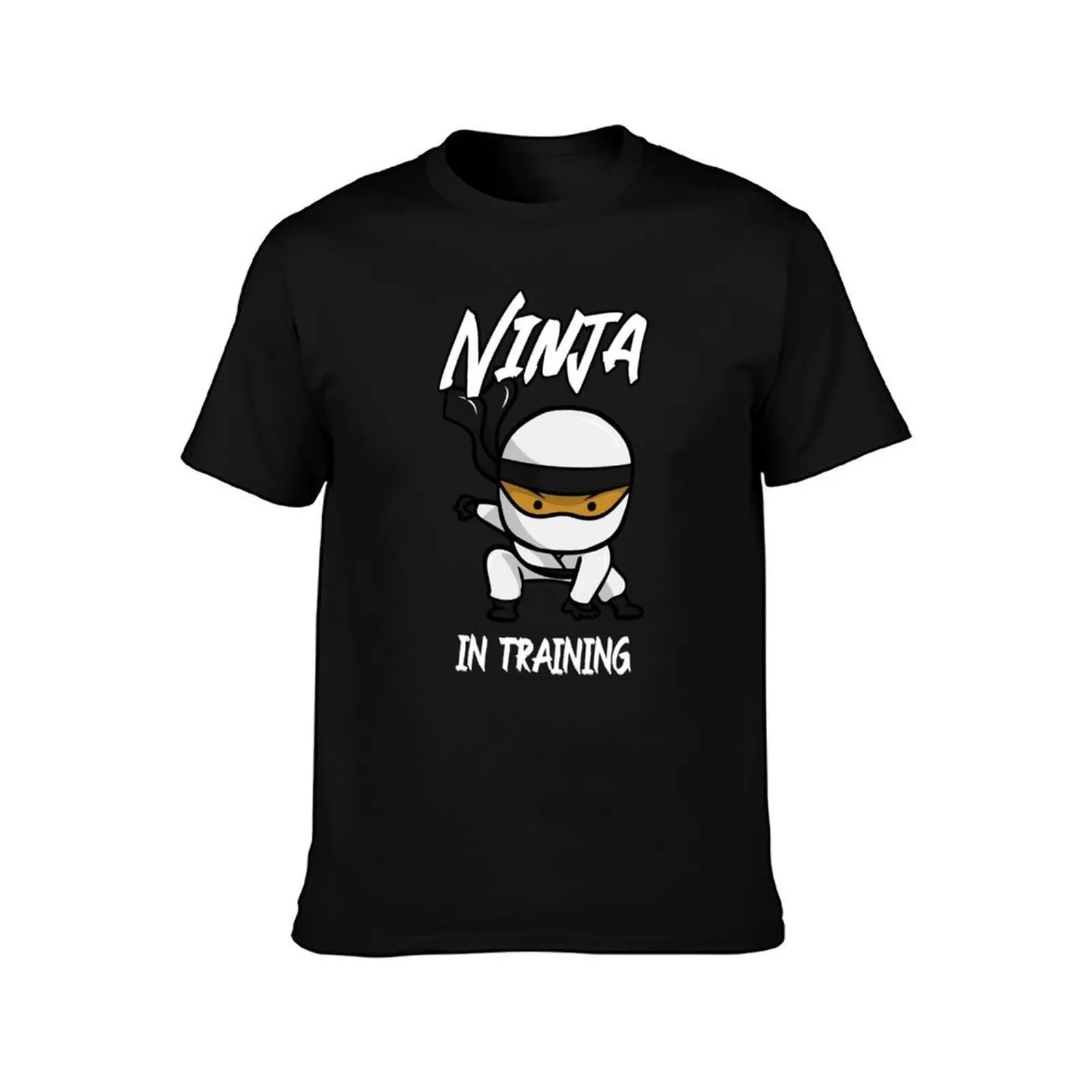 Cute Black Ninja in Training T-Shirt, Summer Casual Cotton Tee, Oversized Streetwear Tops, Vintage Graphic Print, 100% Cotton