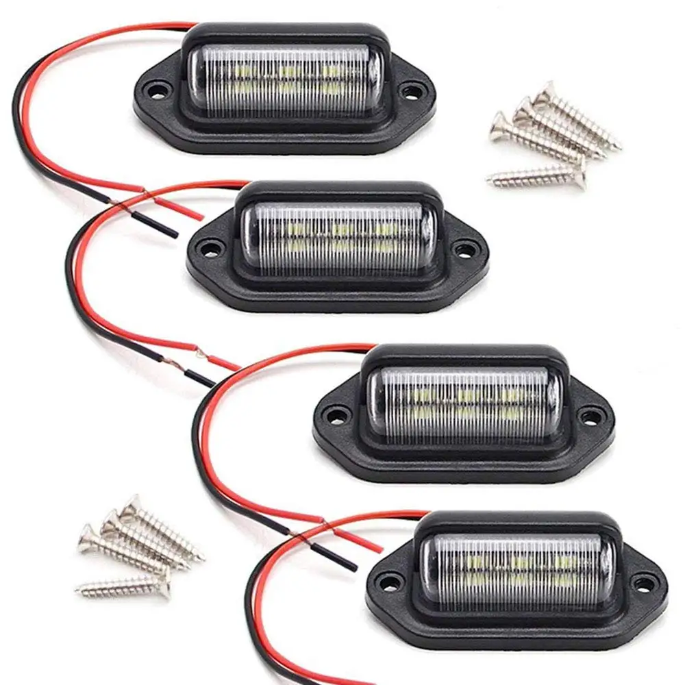 

2/4pcs LED License Number Plate Light White 6000K 12V-24V LED Dome Cargo Under Hood Light for Truck SUV Trailer Van RV Boat Car