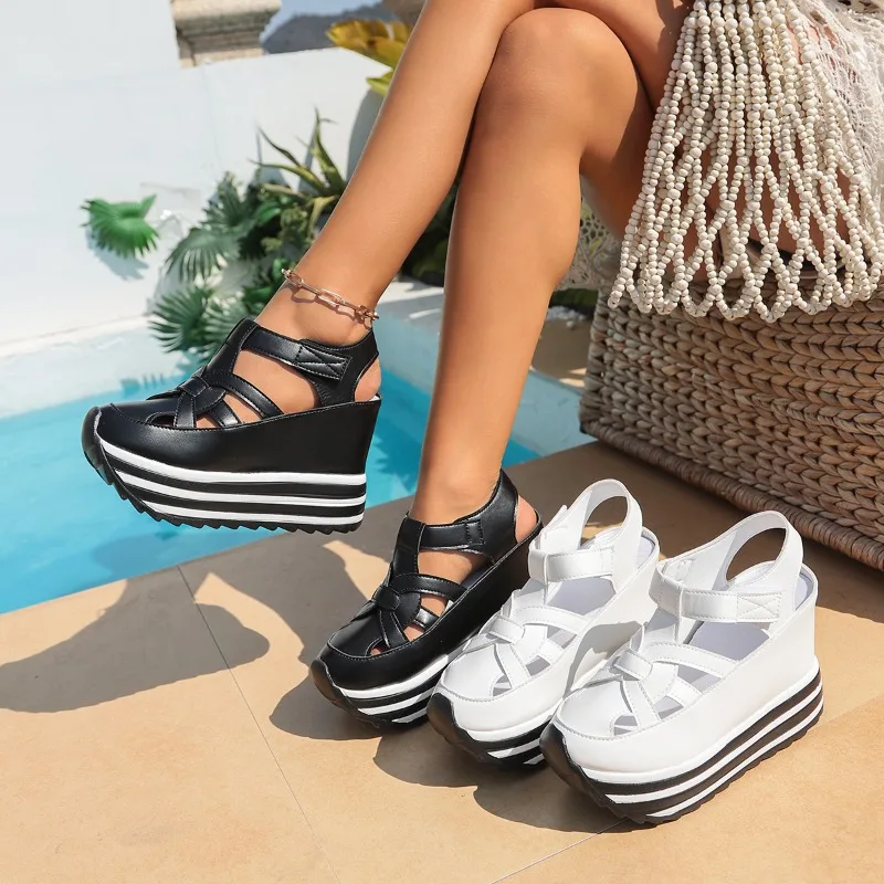 2026 Women's Fashionable Casual Hollow Out High Heel Sandals Women Summer New Round Toe Comfortable Beach Elegant Sandals