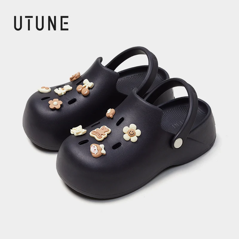 Utune Vrouw Platte Sandalen Outdoor Waterdichte Anti-Slip Slippers Ergonomisch Ontwerp Dames Schoenen Bloemenpatroon Gesloten Strand Slipper