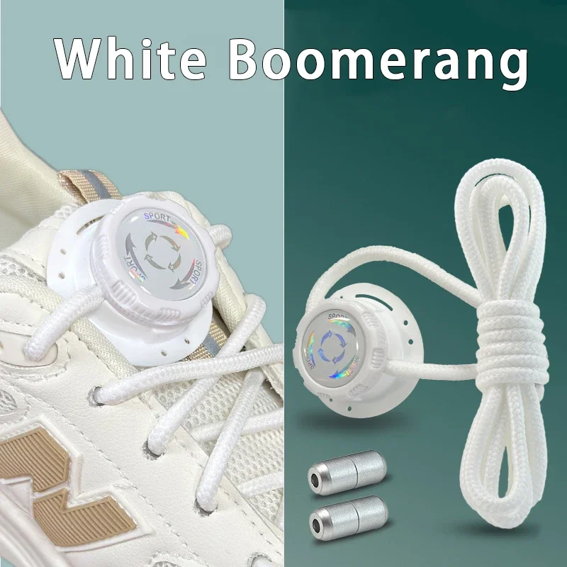 Swivel Buckle No Tie Round Shoelaces Rotary Automatic Tightening Shoe Laces Release Round Shoe Strings for Sneakers Running Shoe
