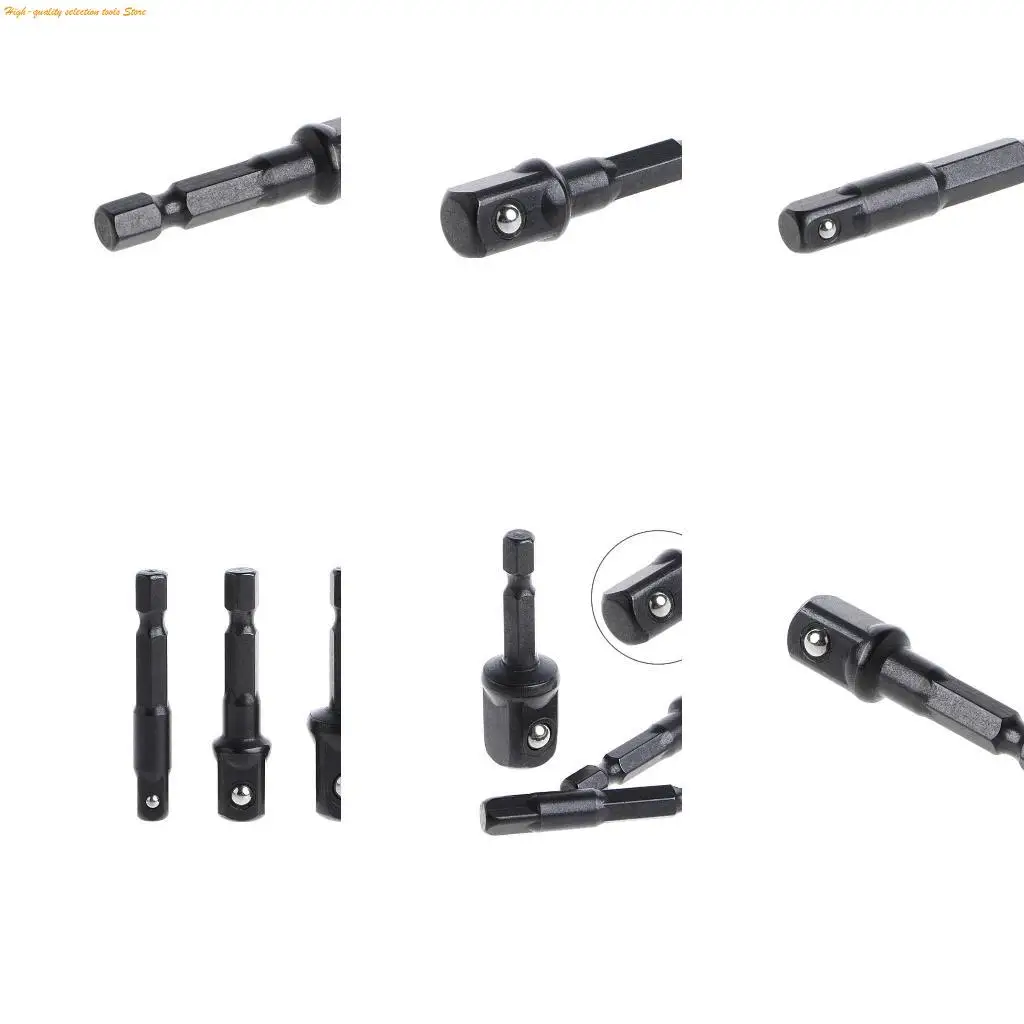 203F 3 Pcs Socket Adapter Set Shank to 1/4 3/8 1/2 Inch Impact Driver Drill Bits