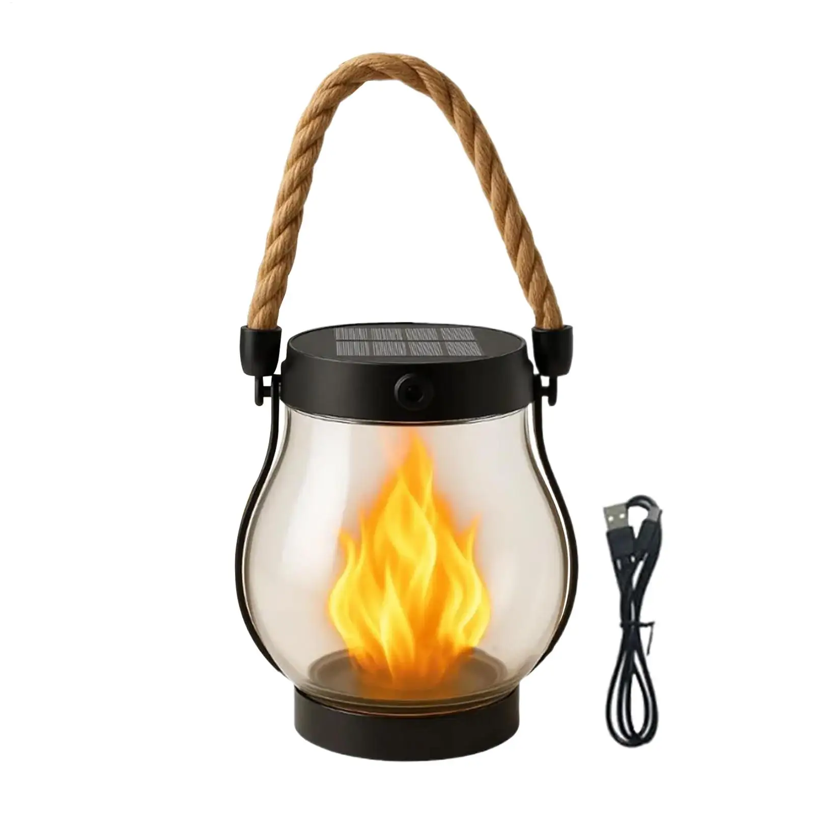 Solar Lantern Solar Lanterns for Outside Waterproof Flickering Flame Design USB Charging Ornament for Tree Branches Haunted
