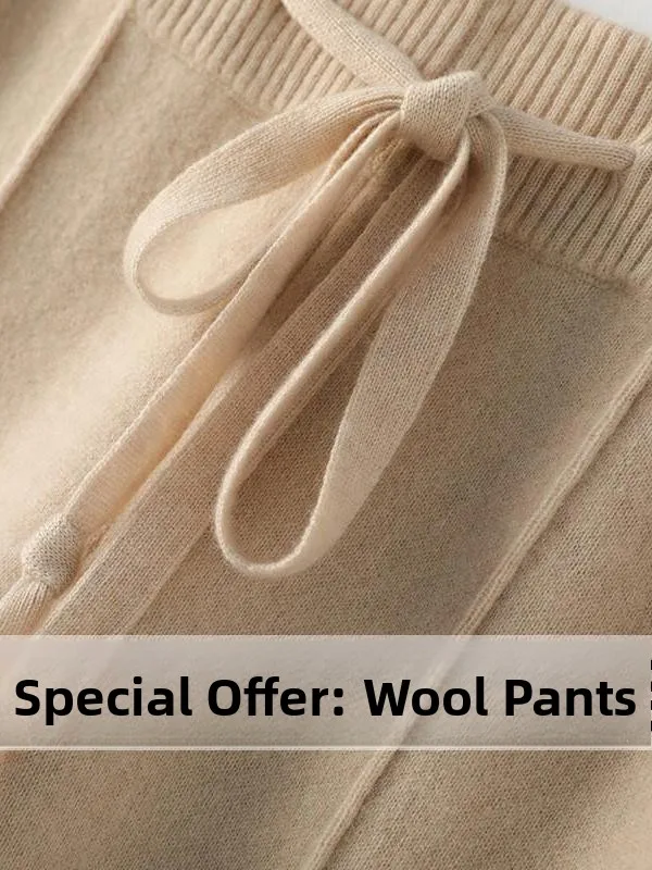 High Waist Knitted Wool Wide Leg Pants Women's Autumn Winter Drapey Loose Straight Casual Floor Length Trousers