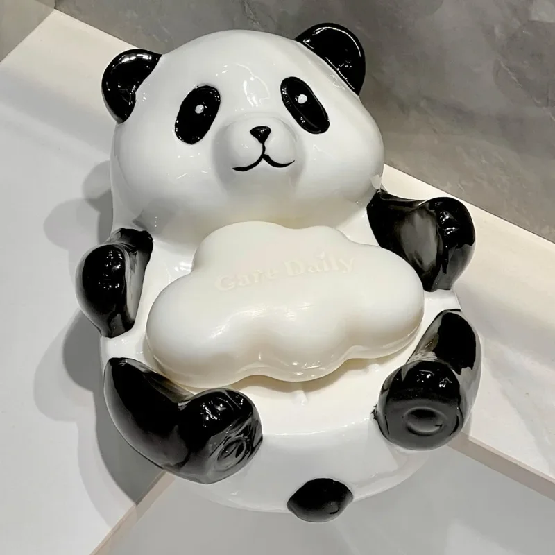 Nordic Bathroom Set Panda Soap Dish Ceramic Tissue Box Press-Head Lotion Dispenser Complete Bath Accessories Set