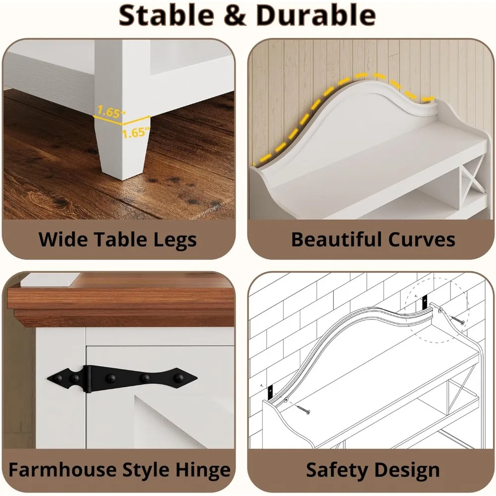 Großer Küchenbuffet-Schrank im Bauernhaus-Stil mit Behälter und Weinregal für Zuhause, Bar und Wohnzimmer
