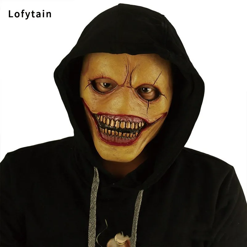 Lofytain Horror straszny diabeł Joker czaszki maski Cosplay Halloween klaun Demon lateks kask karnawał impreza z okazji Halloween rekwizyty