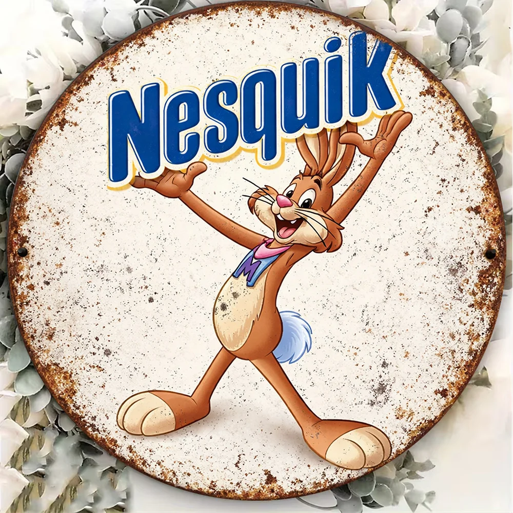 1pcs Nesquik Bunny Vintage Wall Sign - Retro Chocolate Ad Decoration Suitable for Cafe, Bar, Restaurant, Diner