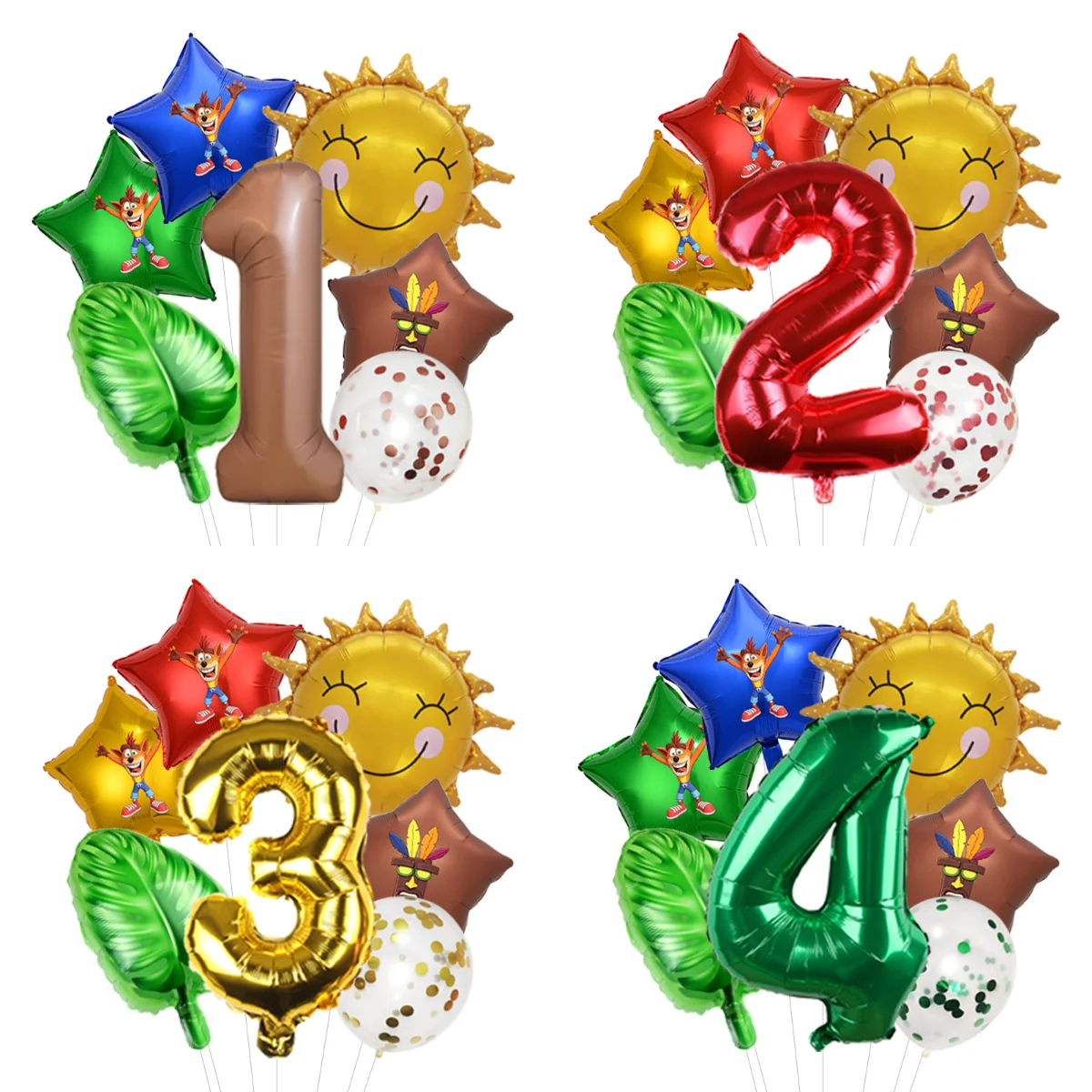 Crash Bandicoot Aluminiumfolienballon-Set Retro-Videospiel-Design Globos für Jungen Geburtstagsfeier Deko-Requisiten
