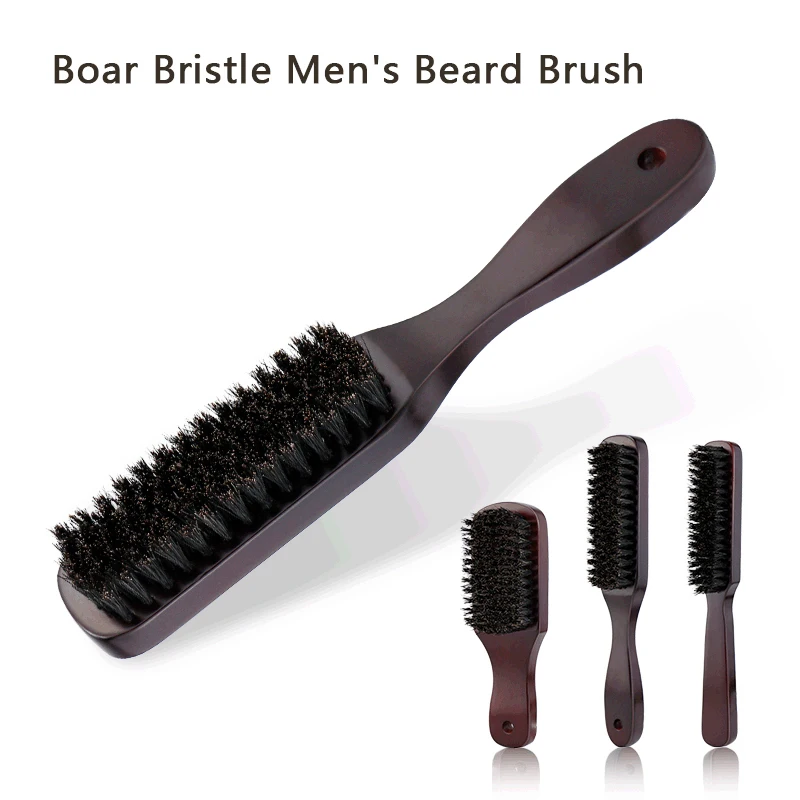 Hair Brush Wood Handle Boar Bristle Beard Comb Styling Detangling Straighten Brown Boar Bristles Massage Comb