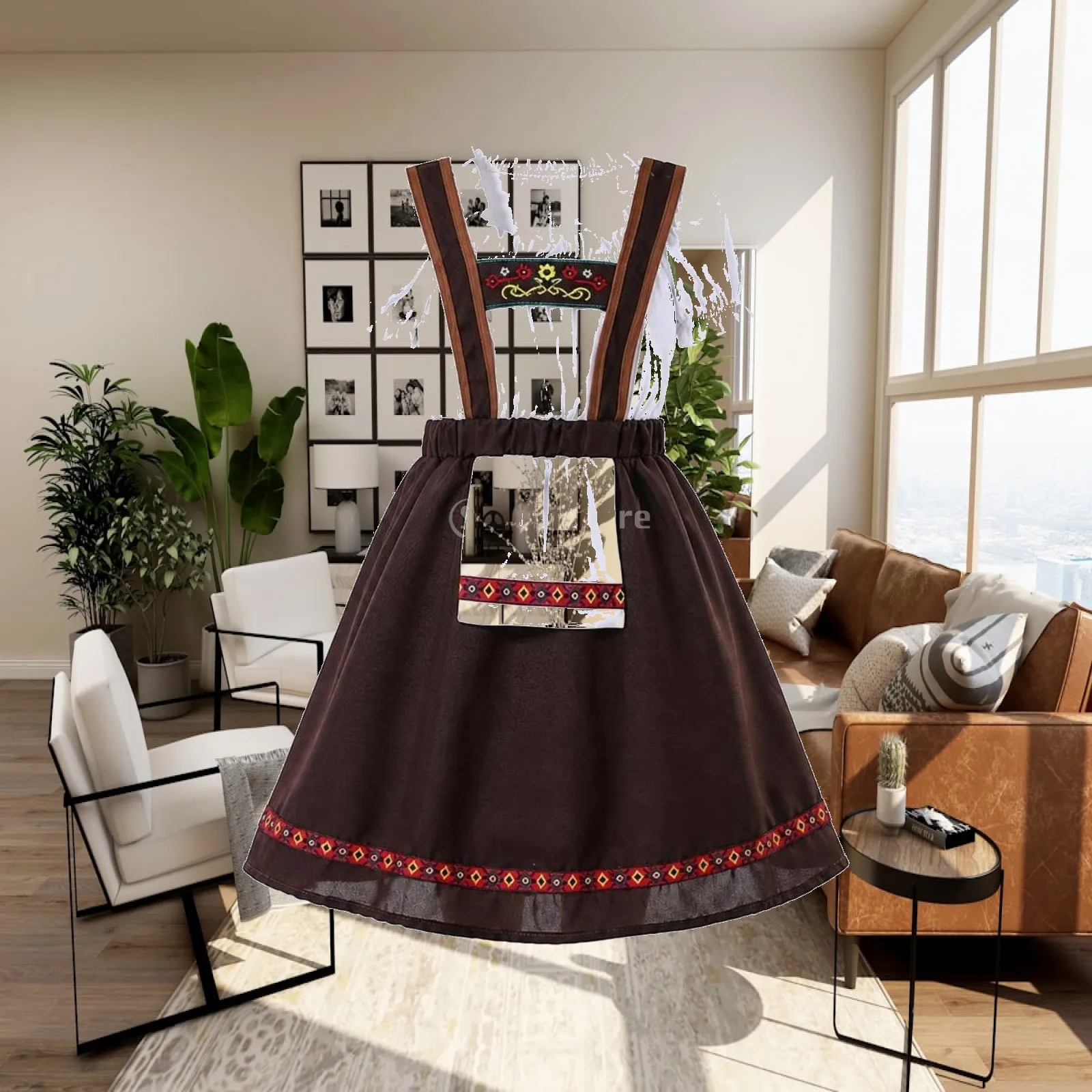 Bavarian Dirndl Dress Short Costume Dress with Apron Dirndl Soft Clothing Lightweight for Girls, German Festival
