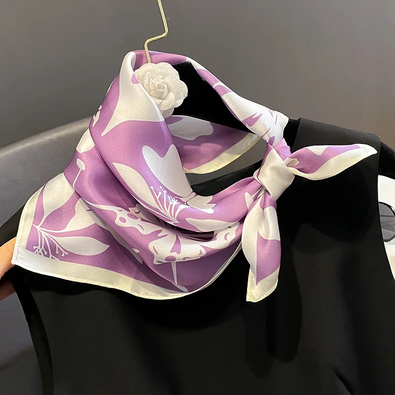 2025 mode 100% Echte Seide Schal 53 cm Platz Bandelet frauen Seide Temperament Kleinen Schal Hals Dekorative Wrap Gedruckt schals – Detail 14