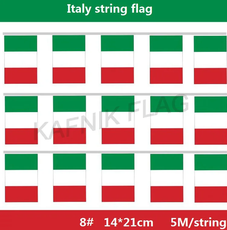 Kafnik Italy String Flag Home Decoration 5m 20 pcs 14x21cm Or 10m 30 Sides 20x30cm Multiple Colors Available