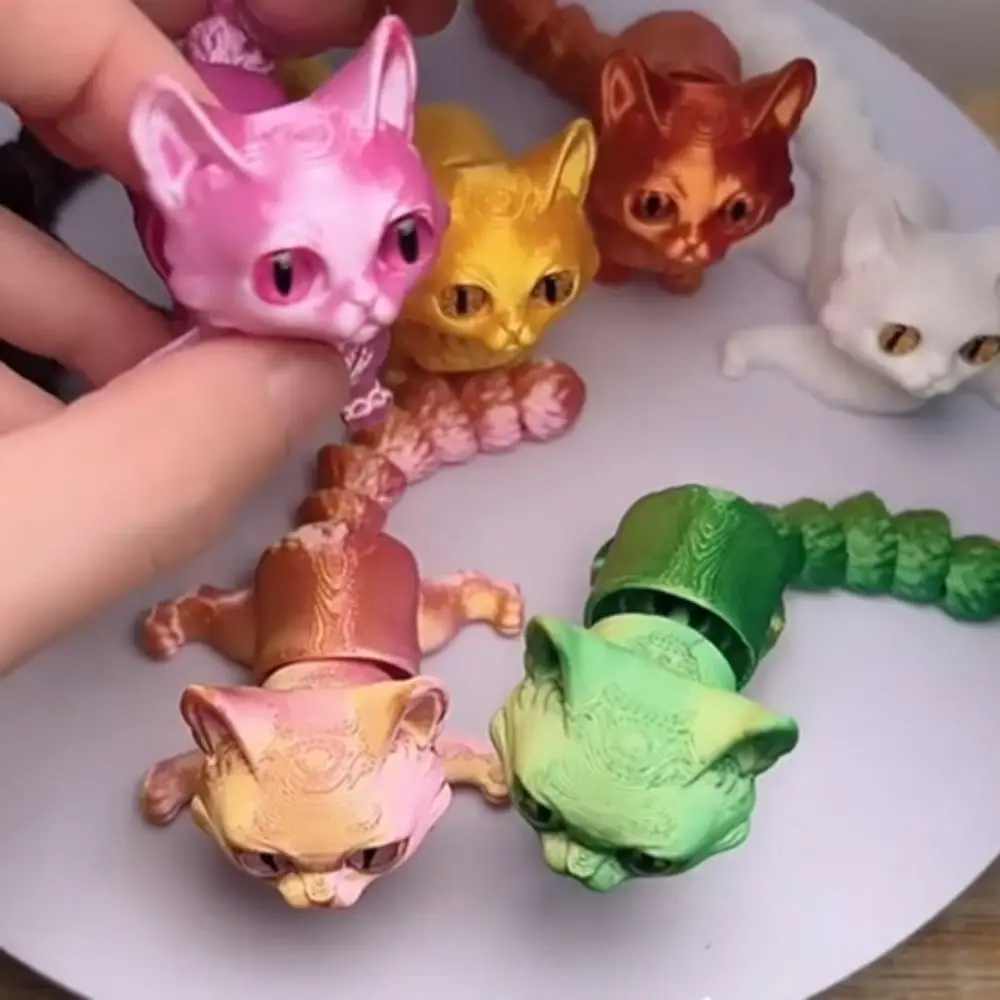 

Big Eyes 3D Printed Cat Model Realistic Design Plastic Material Articulated Cats Creative Sculpture 3D Printing Technology