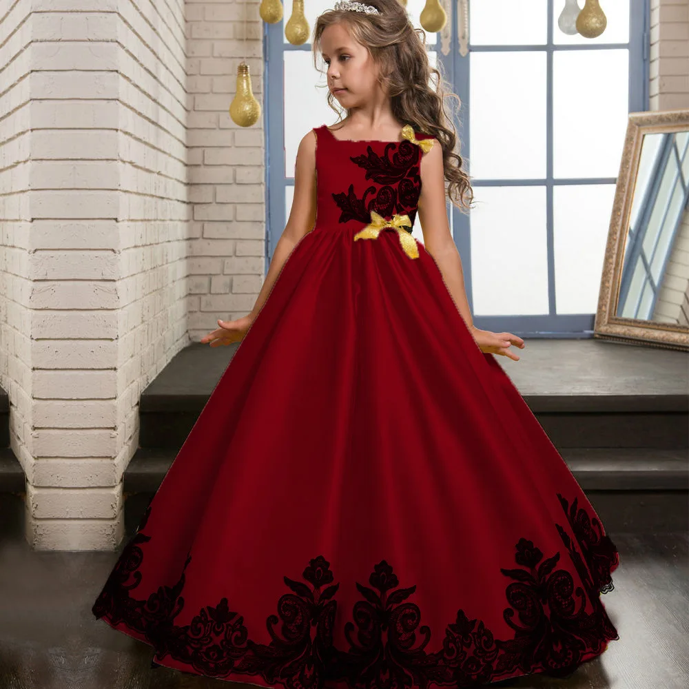 

Fancy Lace Girls dresses Gown autumn Teenage Girl Party Costume For Kids Clothes Children's Clothing Girl Prom Ceremony Dress