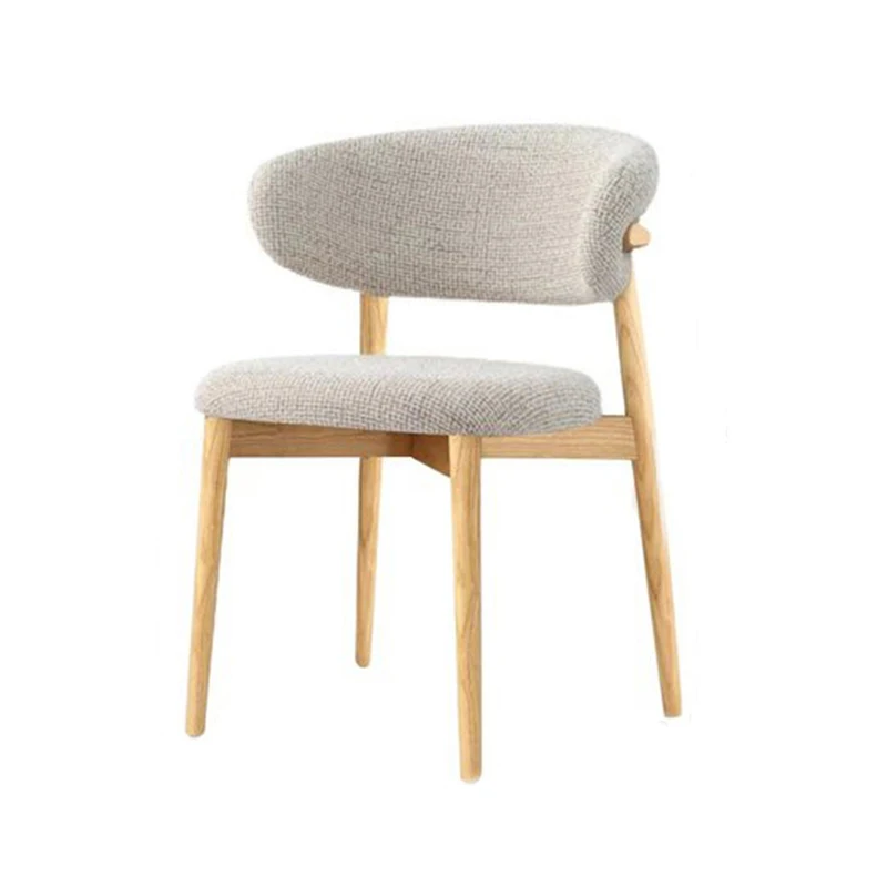 

Custom Project Modern Nordic Style Restaurant Family Furniture Linen Upholstery Luxury Solid Wooden Backrest Side Dining Chair