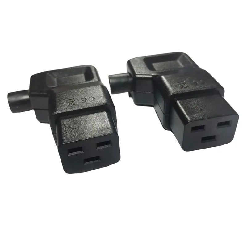 Black Elbow IEC320 C19 C20 Power Cord Wiring Plug Assemble IEC Connector Outlet PDU UPS Rewirable AC Socket Plug 16A 250V