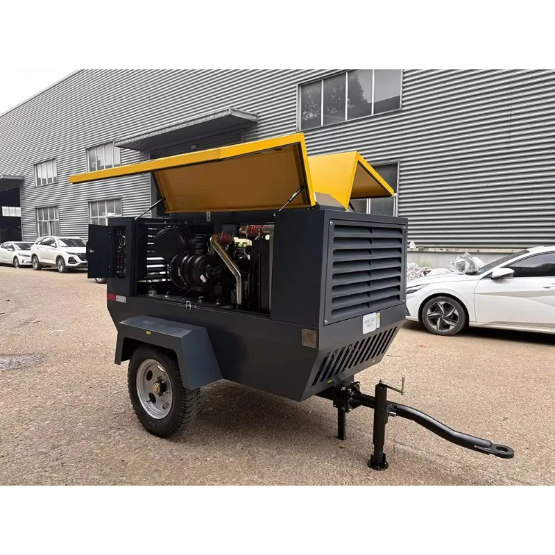 Portable Diesel Screw Air Compressor 350-10 10 M³/min 10bar 93KW Single Stage 2 Wheel Towable