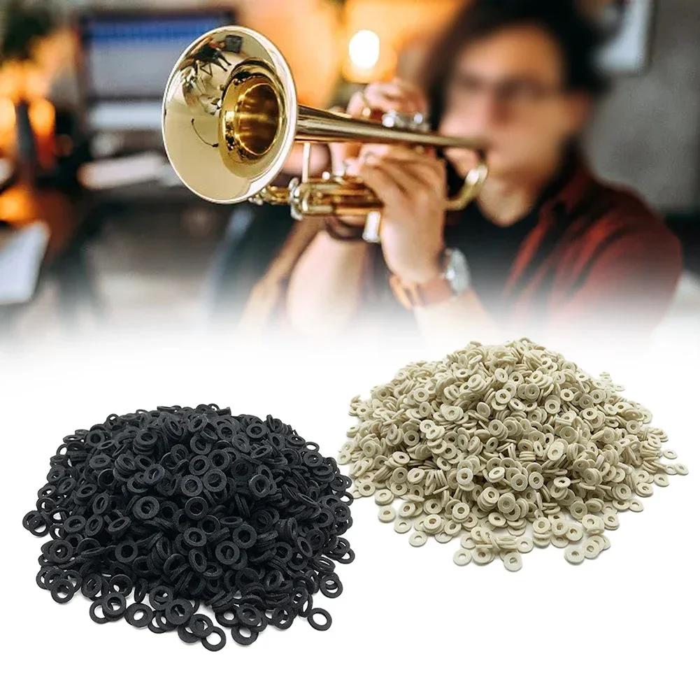 Almohadillas de fieltro de lana para trompeta, anillos, cojín, reemplazo de instrumento de cobre, negro/blanco, ligero, apto para la mayoría de las trompetas, 100 Uds.