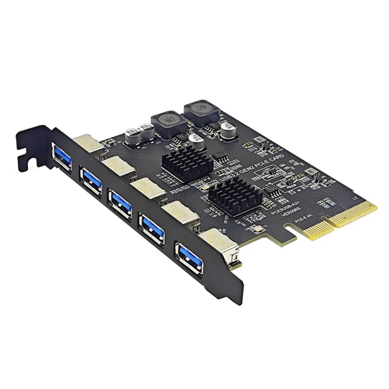 

PCIE 4X To USB3.2 5 Ports Expansion Card USB3.2 GEN2 10Gbps High Speed Adapter Card AMS3142 Chip Only For Window PC