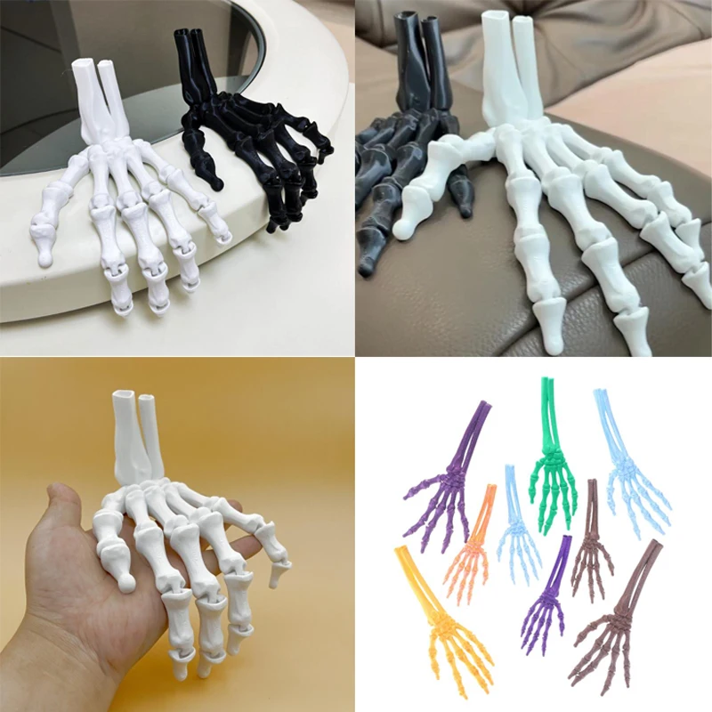 

2 шт., Хэллоуин, 3D печатный скелет, реквизит для рук, страшное пластиковое украшение для вечеринки ужасов, настольный дисплей, дом с привидениями, призрак