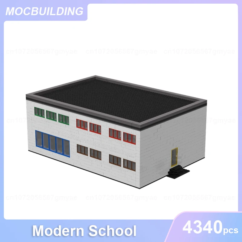 Moderne Schule モダンスクールモデル MOC ビルディングブロック DIY 組み立てレンガ建築ディスプレイコレクションおもちゃギフト 4340 個