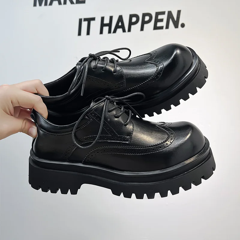 

High Quality Platform Derby Shoes for Men British Port Style Casual Leather Shoes Fashionable Premium Shoes Men Leather Original