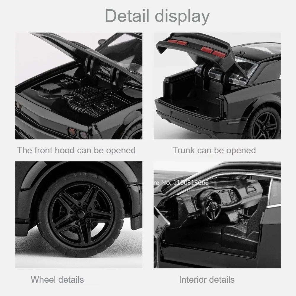 1:36 Scale Hellcat Toy Supercar Models Metal Diecast Rubber Tires Doors Opened Pull Back Collection Sports Cars for Friends Gift