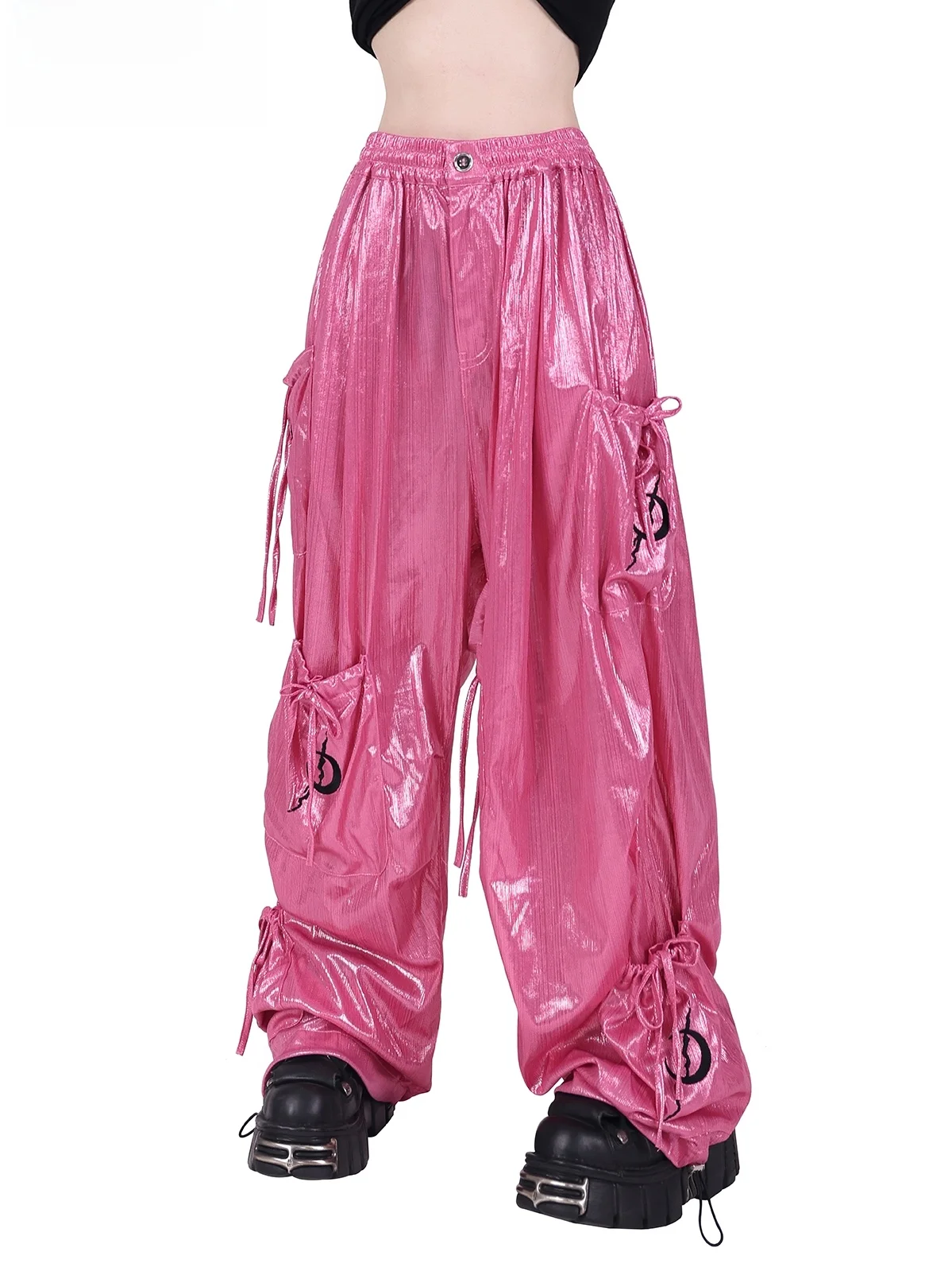 Original Design  Knot Pocket Street Dance Hip Hop Women's Group Y2K Workwear Pants Straight Leg Cotton Casual Trousers