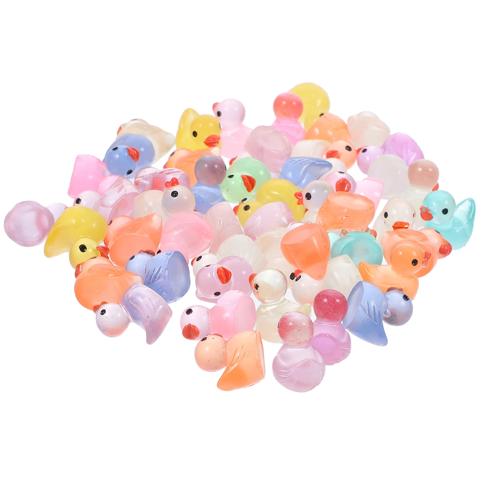 

50pcs Luminous Duck Resin Mini Garden Ornament Glow In The Dark Desktop Decor For Lawn Cake Yard Landscape Decoration Animal