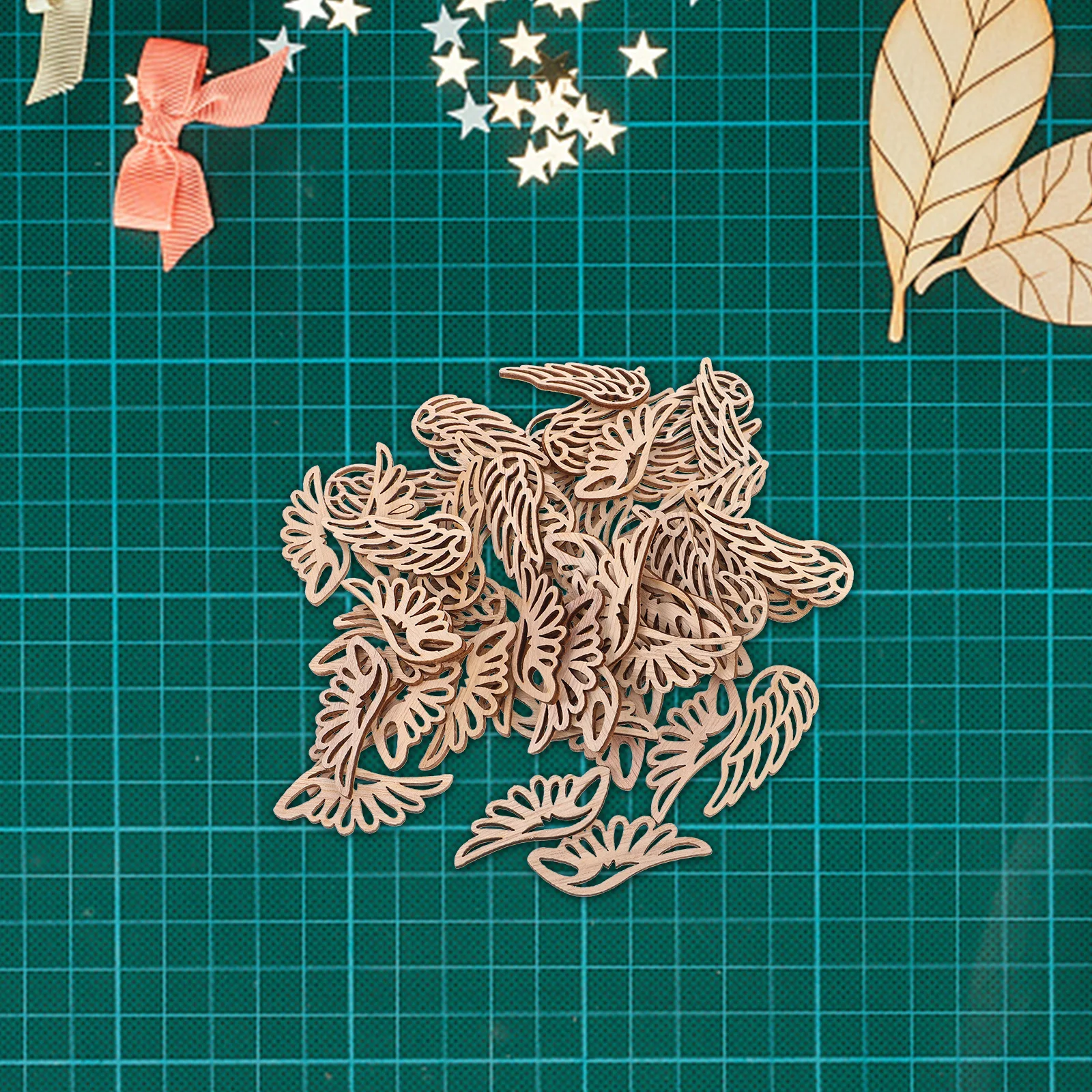 

60Pcs Angel Wings Wood Cutouts Unfinished Rustic Wood Shapes for Christmas Tree DIY Painting Wedding Favor Tags Scrapbooking