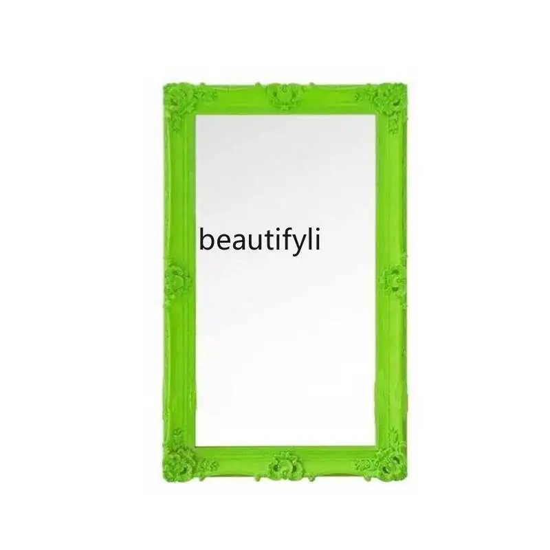 British Retro Fluorescent Green Dressing   Slimming Full-Length Mirror Clothing Store Floor Full-Length Mirror