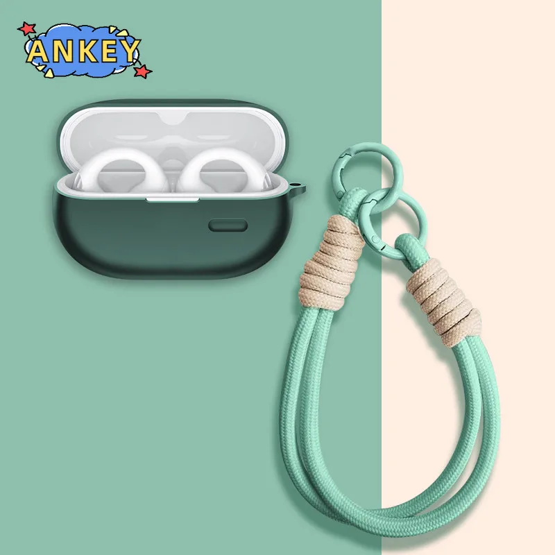 for SoundPEATS PearlClip Pro CC Pro Case Silicone Protective Earbuds Cover Nylon Lanyard Soft Shell