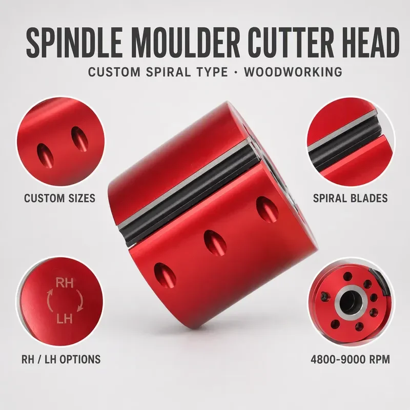 Spindle Moulder Cutter Head for Wood Woodworking Tools Spiral Type Blade Helical Planer Cutter Head