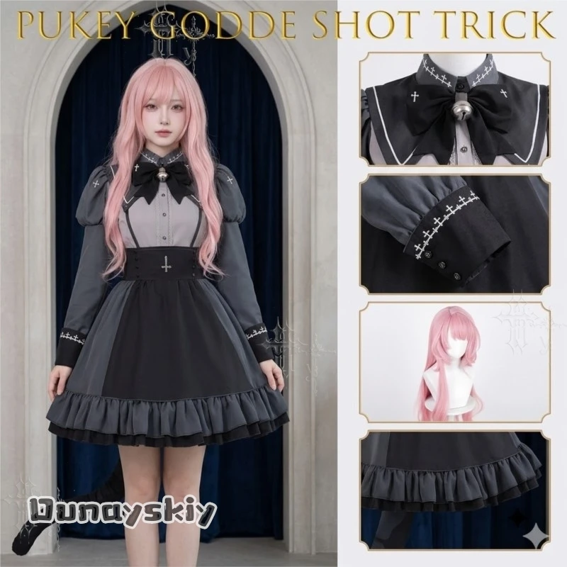 costume-de-cosplay-complet-pukey-goddess-shot-trick-devil-fan-xun-er-same-uniforme-scolaire-chemisier-robe-tenue-sombre-pour-femme-fete