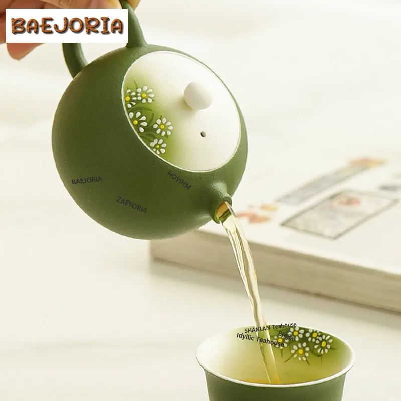 BAEJORIA 220ml Gradual Staining Daisy Teapot Traditional Tea Infuser Pot Tea Brewing Kettle With Filter Chinese Tea Decoration
