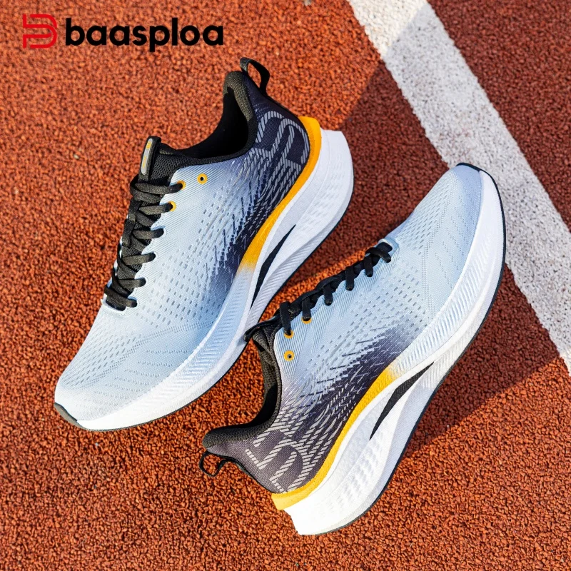 Baasploa Men Running Shoes Breathable Lightweight Profession Sport Sneakers Male Comfort Carbon Plate Sneakers Non-Slip Marathon