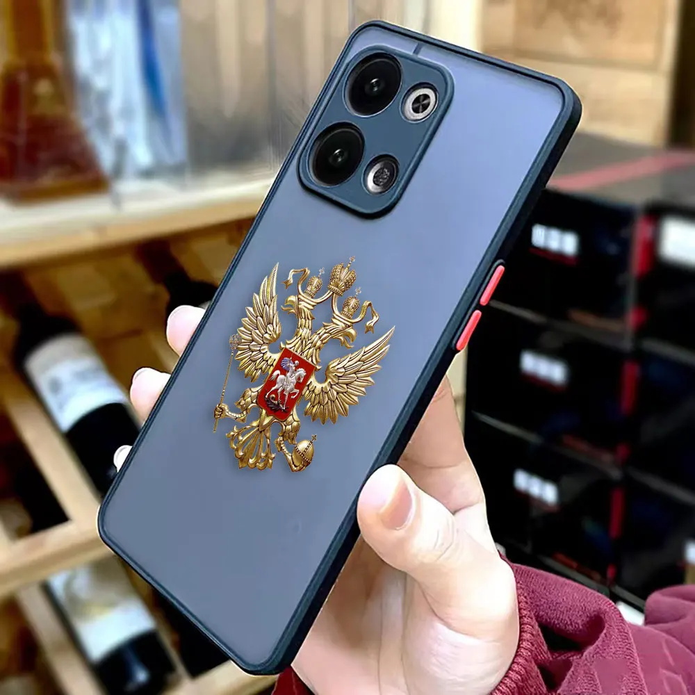 Two-headed Birds Russian Flags Emblem Matte Phone Case for OPPO RENO 8 8T 7Z 7 6Z 6 5 4 3 2F 2Z PRO PLUS 4G 5G Case Funda Shell