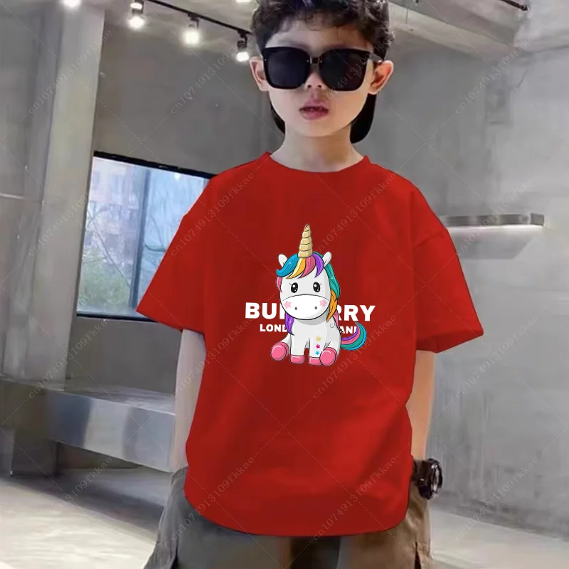 Girls Cotton Unicorn Print T-shirts Cute Graphic Tshirt Girls NEW Summer Tees Clothing Children Cartoon Clothes Casual Boy Teen