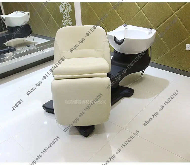 N65 Japanese electric shampoo bed lifting rotating scalp care high-end barber salon wash and care integrated flush bed 3