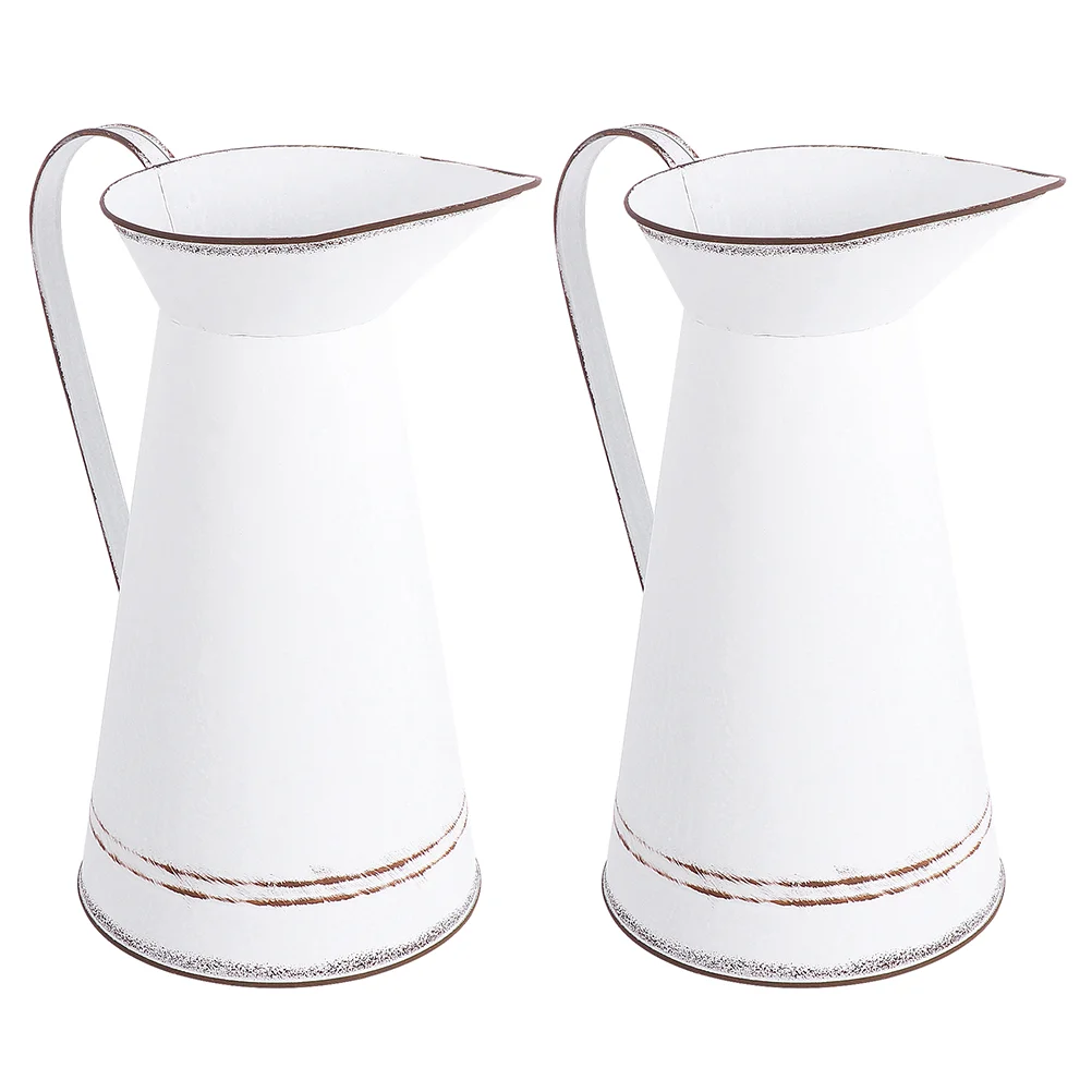 

2 Pcs Succulent Plant Pots Office Decor Vase Flower Arrangement Bucket Bouquets Flowerpot Desktop Iron Vintage Rustic