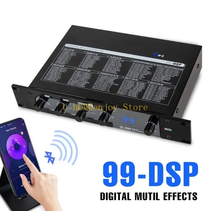 B0KF Professional Sound Effects Enhancer 99 DSP Digital Sound Effector Independent Button Adjustment Wide Compatibility