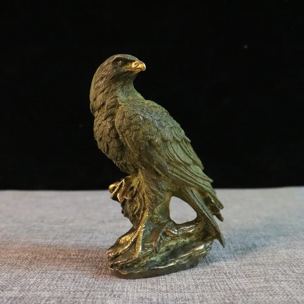 Collect China old bronze copper gilt hand made eagle statue decoration