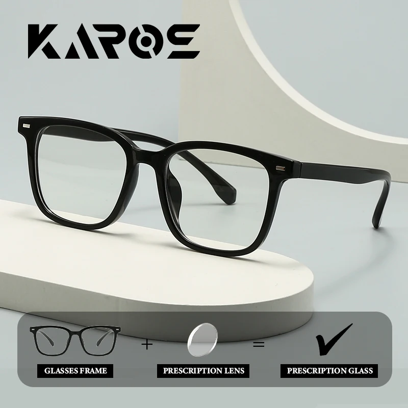

KAROS Simple Optical Large Frame Glasses for Women, Geometric Fashion Design with Anti-Blue Light Myopic Lenses