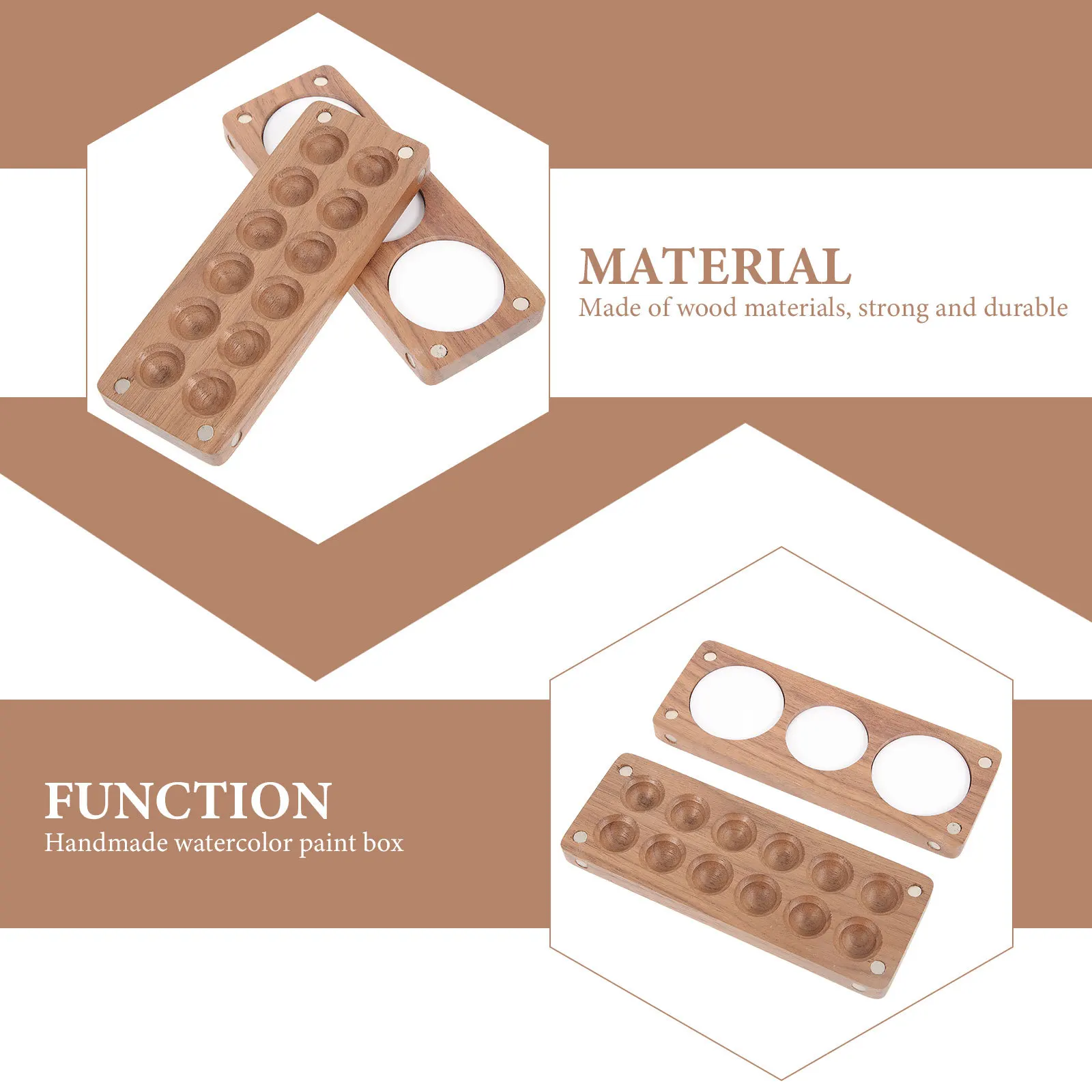 

1 Set 12-Grid Wooden Watercolor Palette Mini Paint Tray For Travel Painting Empty Mixing Palette Art Supplies For Beginners