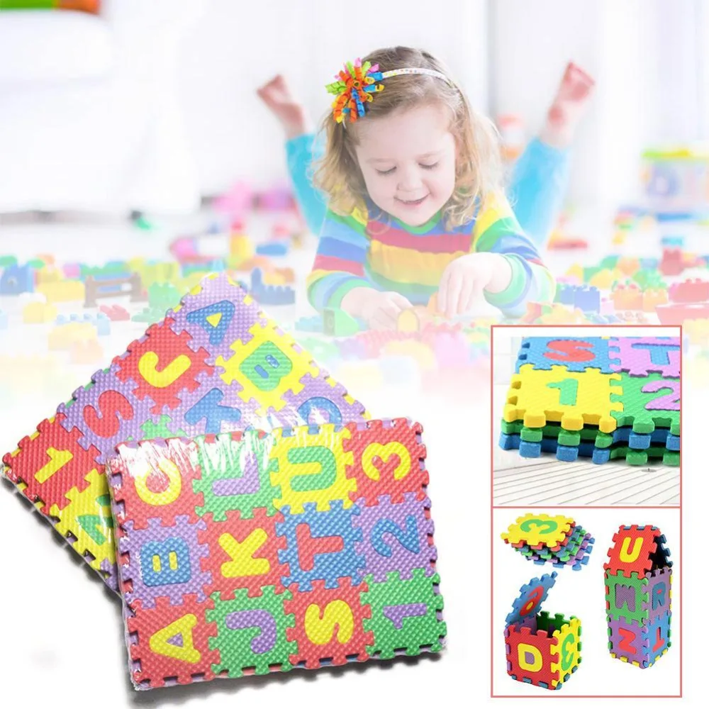 36Pcs/set EVA Foam Number Alphabet Puzzle Play Mat Baby Rugs Toys Play Floor Carpet Interlocking Soft Pad Children Games Toy