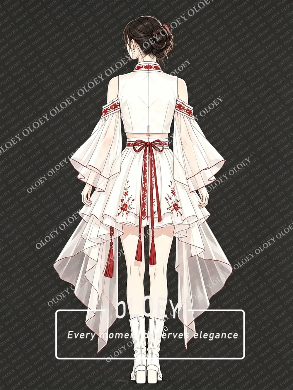 OLOEY Modern Red Embroidery Iv - Hanbok Modern Set 评论和价格